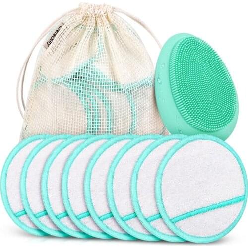 ETEREAUTY 20pcs/Set Deep Cleansing Skin Exfoliation Anti-Aging Facial Cleansing Brush 18pcs Reusable Makeup Remover Pads