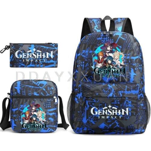 Genshin Impact Backpack Cosplay Canvas children Kids Schoolbag Back To School Bookbag Usb Charging Travel Bag