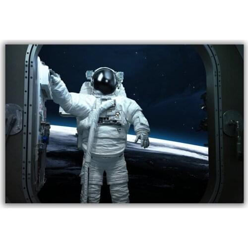 HT096 Spectacular Universe Earth And Moon Space Station Astronaut Silk Fabric Poster Art Decor Indoor Painting Gift