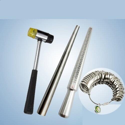 Jewelry Tools 4PCS/Set Ring Enlarger Stick Mandrel Handle Hammers Ring Sizer Finger Measuring Stick 25~28cm/1.1cm Drop Shipping