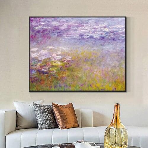 Monets Famous Painting Water Lily Oil Painting Canvas Print Nordic Poster Wall Art Picture For Living Room Home Decor Frameless