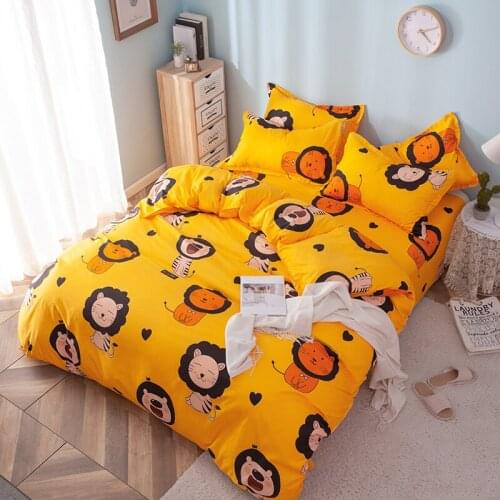 Cartoon Boys and Girls Bedroom Decorative Bedding Set Cute Print Down Bed Cover Pillowcase Multi-size Home Textile