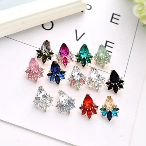 LUBOV 2018 Jewelry Colorful Acrylic Crystal Stone Stud Earrings Fashion Rhinestone Women Piercing Earrings Christmas Gift Party