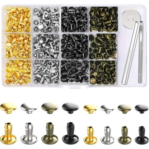360/480 Pcs Metal Double Cap Rivets Studs Round Rivet for DIY Leather Bag Belt Clothes Shoes Bags Belts Repair Fixing Tools 2021