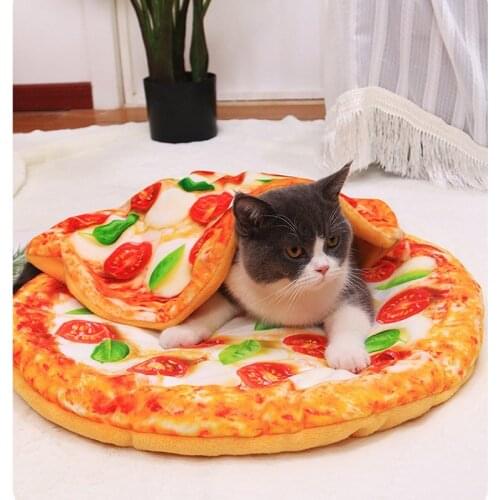 Cute Pancake Pizza Printed Blanket And Mats For Cat Bed Dog Bed Pet Mat Winter Thicken Warm Sleeping Cover Blanket