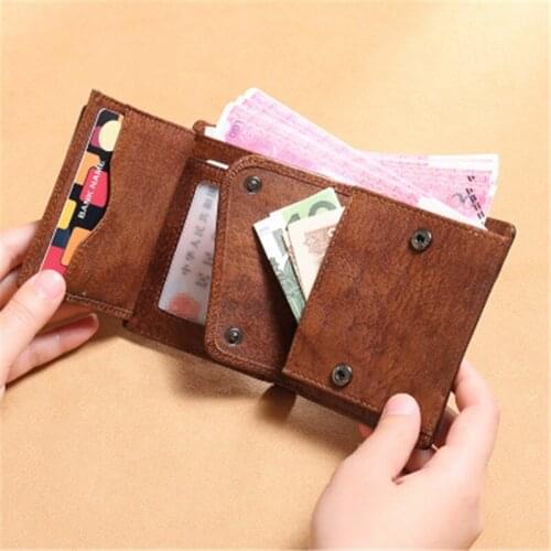 Fashion Mens wallet RFID genuine leather wallet Multifunctional trifold Wallets Men zipper coin purse Card Wallet portfel meski