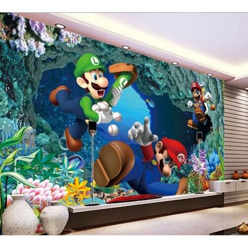 Cartoon 3d underwater world super Mary kindergarten large mural wallpaper living room children bedroom wallpaper fresco