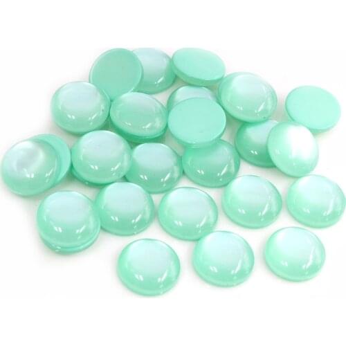 New Fashion 40pcs 12mm Green Color Flat back Resin Cabochons Cameo G6-32