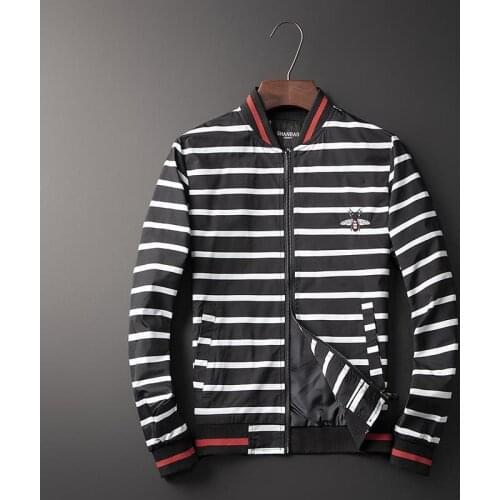New Men luxury Rib Sleeve Embroidered bee Striped High couple Baseball Coats & Jackets Abstract digital coat Motor #N05
