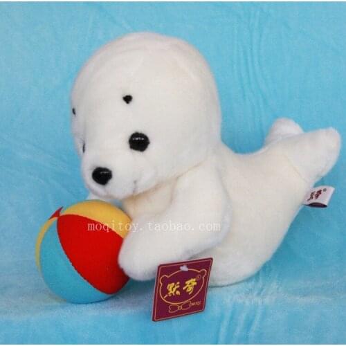 Hugged colourful ball seal plush toy about 25cm white seal doll birthday gift b4870