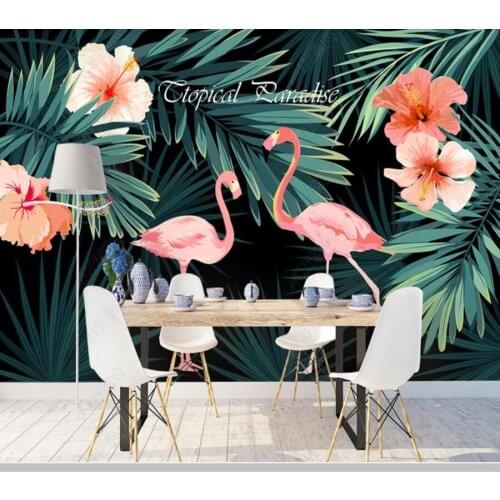 Papel de parede Tropical rainforest plant flamingo 3d wallpaper mural,living room childrens bedroom wall papers home decor