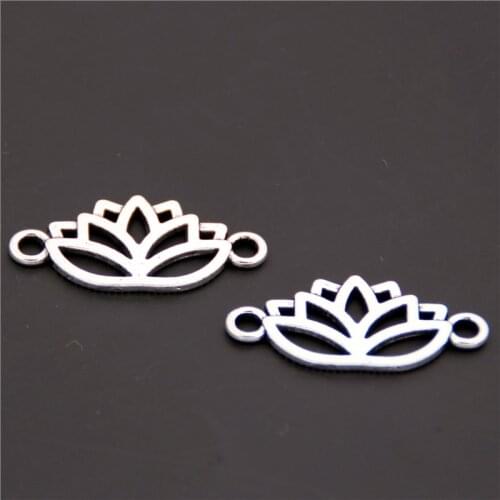 30pcs Silver Color Alloy Lotus Charms Flower Pendant Nature Jewelry Findings A1376