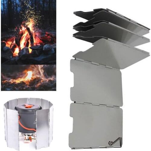Portable 9 plates stove wind shield folding outdoor picnic BBQ gas stove camping screen wind guard cookware