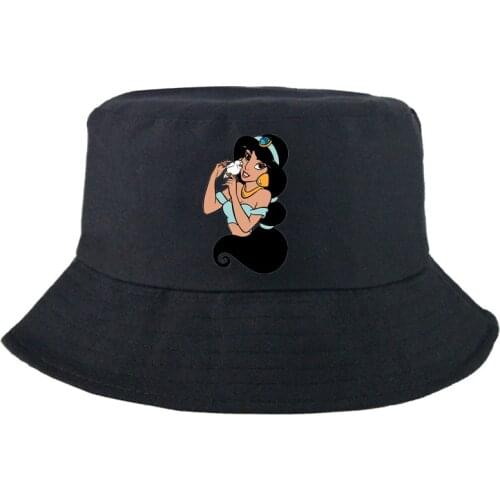 Disney Aladdin and the magic lamp Jasmine Printing Fishing Hat Sunscreen Outdoor Bucket Hat Cartoon Man Women Panama Cap Fashion