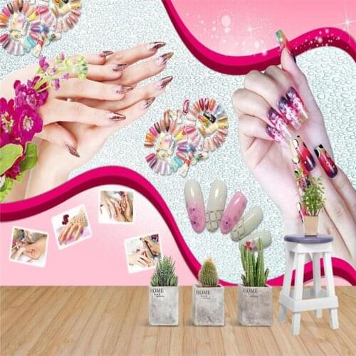 Modern Beauty Salon Nail Shop Industry Decor Background Wallpaper Mural Make-up Store Personality Wall Paper 3D Papel De Parede