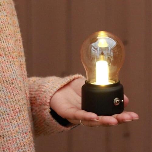 Retro Led Bulb Ball Lights Cordless USB Rechargeable Vintage Classical Blowing Desk Lamp Decoration Night Light Home Study Room