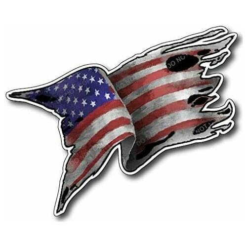 Tattered Waving USA American Flag Heat Transfer Iron on Army Navy Military Stickers for Cars, Motos, Laptops, Industry