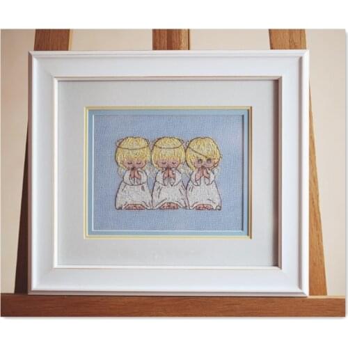 The pray little angel cross stitch kit package 18ct 14ct 11ct light blue cotton thread embroidery DIY handmade needlework