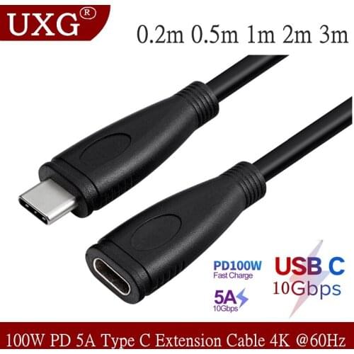 100W PD 5A Type C Extension Cable 4K @60Hz USB-C USB3.1 Gen 2 10Gbps Extender Cord For Macbook Pro Nintend Switch SAMSUNG S20