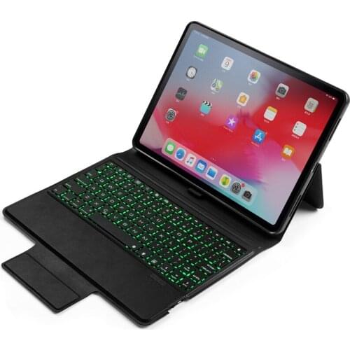Ultra Thin Smart 7 Colors LED Backlit Wireless Bluetooth Keyboard Case Stand Cover With Pencil Holder For iPad Pro 11 2018