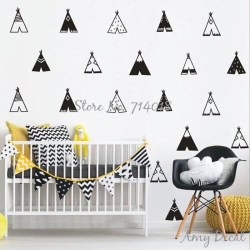 Teepee Wall Decals Vinyl Tribal Tents Wall Stickers Kids Room Bedroom Vinyl Decor nordic modern Nursery vinilos paredes A732