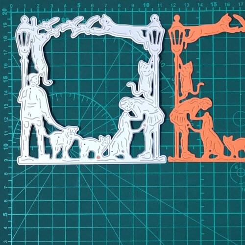 Owner and Pet Dog Monkey Frame Metal Cutting Dies For Stamps Scrapbooking Stencils DIY Paper Album Card Decor Embossing 2020 New