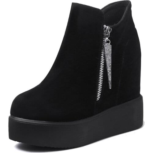 Slope with thick bottom increase British style short boots 2020 new spring and autumn single boots high heel boots women winter