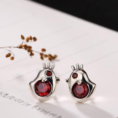 Silver S925 Sterling Silver Antique Bird Inlaid Lady Fashion Fashion Nail Earrings Wholesale Agent