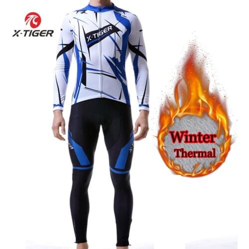 X-Tiger Winter Thermal Fleece Cycling Jersey Set Mountian Bicycle Cycling Clothing MTB Bike Cycling Clothes Suit