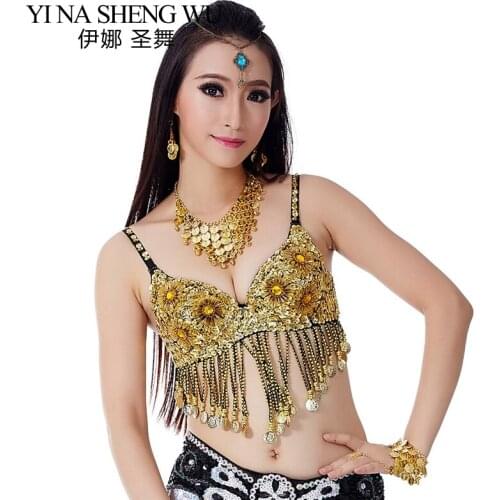 1pc Sequin Beaded Tassels Belly Dance Bra Top Beaded Fringe Dance Costume Bra Sexy Belly Dance Stage Performance Bra Top 8Colors