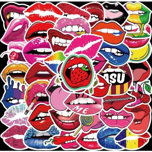 10/50Pcs Girls Sexy Lips Graffiti Stickers For DIY Laptop Guitar Phone Luggage Skateboard Notebook Car Girls Toys Decal Stickers