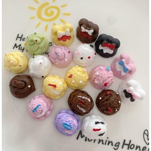 10pcs Ice Cream Ball Flat Back Resin Cabochon DIY Resin Craft Decoration Miniature Kawaii Fake Food For Phone Accessories