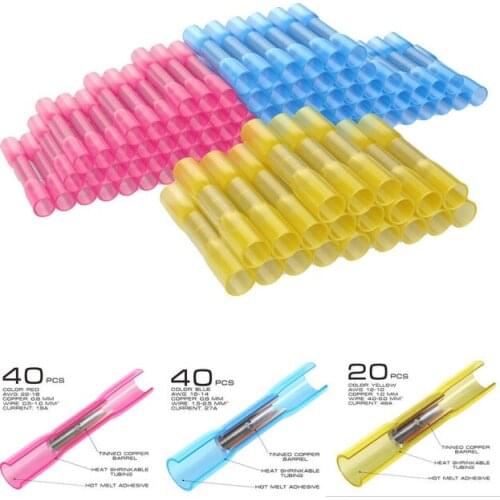 100pcs BHT0.5 BHT1.25 BHT2 BHT5 Insulated Heat Shrink Butt Wire Electrical Crimp Terminal Connector BHT BHT-1.25 BHT-2 BHT-5