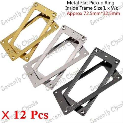 12 Pcs 3 Colors Metal Flat Base Electric Guitar Pickup Humbucker Ring Mounting Inside Frame Size:72.5mm x 32.5mm