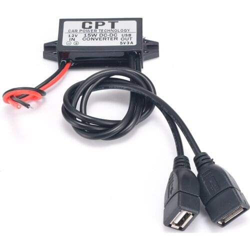 12V To 5V Dual USB Power Adapter Step Connector Down Power Converter Car Motor Accessories 3A Charger Waterproof