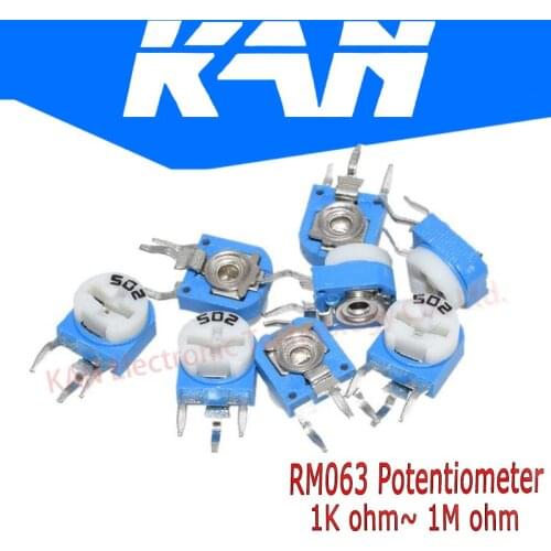 20pcs Rm063 Rm-063 100 200 500 1k 2k 5k 10k 20k 50k 100k 200k 500k 1m Ohm Trimpot Trimmer Potentiometer Variable Resistor