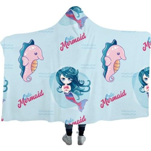 2021Europe and America Deep Sea Mermaid Hooded Blanket Cloak Wearing a Hood Blanket Cloak Thicken Sofa Bed blankets for beds
