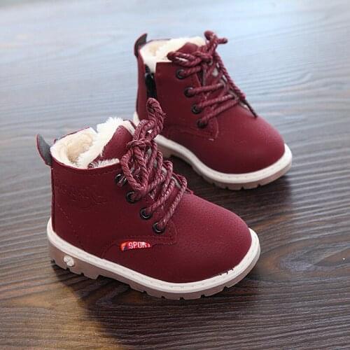 2021 Winter Childrens Boots Girls Boys Plush Martin Boots Casual Warm Ankle Shoes Kids Fashion Baby Snow Boots