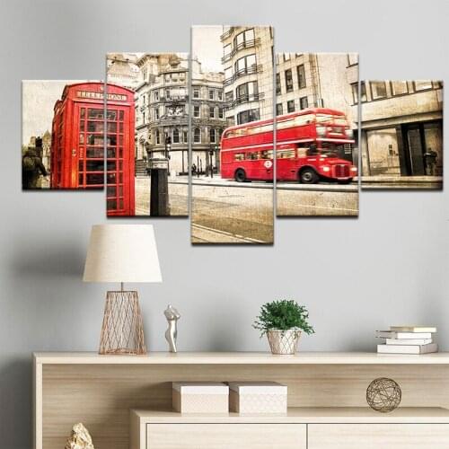 5D Diy Diamond Painting Cross Stitch Kit 5 Pieces London Street Scene Red Bus UK City Vintage Building Diamond EmbroideryZP-4284