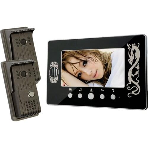 7 Inch LCD Monitor Wired Intercom With Two Camera Wired Video Door Phone