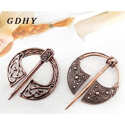 GDHY Bronze Nordic Viking Brooch Medieval Viking Medieval Scarves Shawls Cloak Clasp Spiral Brooch For Men Women Jewelry