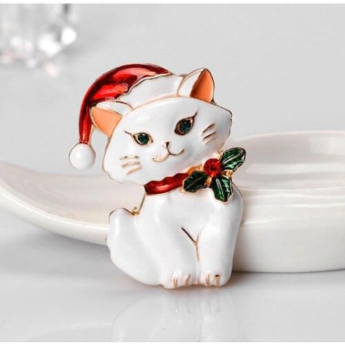 Christmas New Year Snowman Cat Brooch Corsage Gifts Banquet Pins Decorations Badge Exquisite Brooches