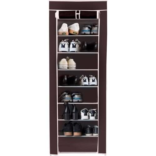 Giantex 10 Tier Shoe Tower Rack With Fabric Cover 18 Pair Home Space Saving Organizer Portable Shoes Shelf Cabinet HW57331