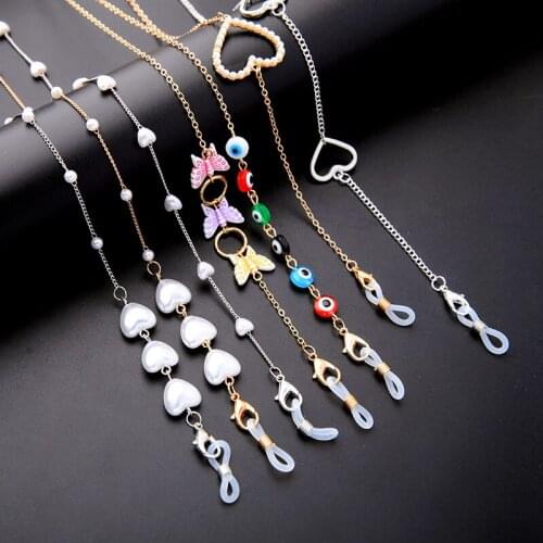 Sunglasses Masking Chains Cute Acrylic Pearl Heart Reading Eyeglasses Chain Lanyard 2021 New Fashion Jewelry Wholesale For Women