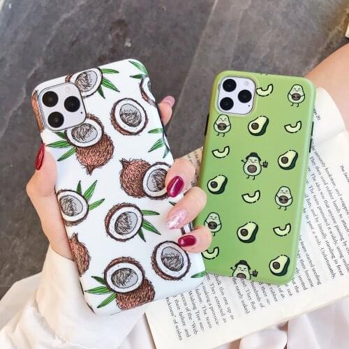 Cartoon Fruit Avocado Coconut Phone Case for iPhone 11 Pro Max XR X XS Max 7 8 Puls 6 6s Plus Green Cute Glossy Phone Case Capa