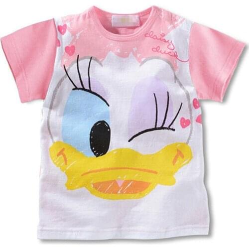 Children clothing summer girls shirts disny daisy cartoon animal print short sleeve t shirt kids tops toddler girl tops 2t 3t 4t