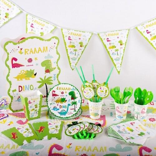 Dinosaur Theme Party Decor New Dino Disposable Tableware Set Kids Boy Birthday Party Decoration Jungle Party Baby Shower Favor