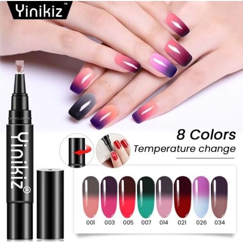 Yinikiz Chameleon Temperature Nail Gel Polish Pen Changing Nail Gel Varnish Lacquer Nail Art Manicure Glue Pen