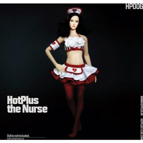 Hp006 1/6 Scale Doll Short Skirt Red Stockings Nurse Outfit Fit 12'' Female Soldier Phicen Coated Body Action Figure Costume Set