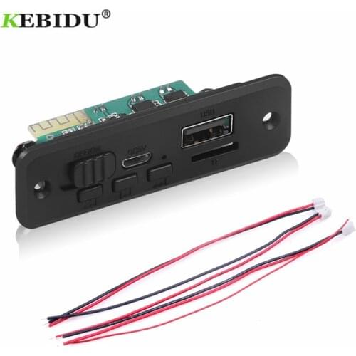 Kebidu DC 5V 2 x 3W Amplifier Car MP3 Player Decoder Board Bluetooth Wireless FM Radio Module TF USB AUX Audio